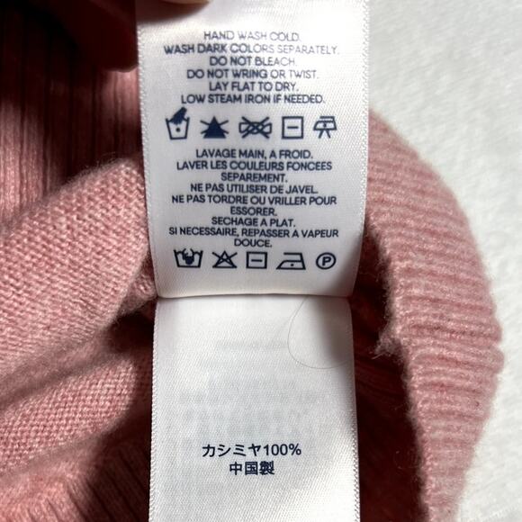 Lands End Womens 100% Cashmere Johnny Collar Sweater Pink Long Sleeve Size Large - Picture 9 of 10